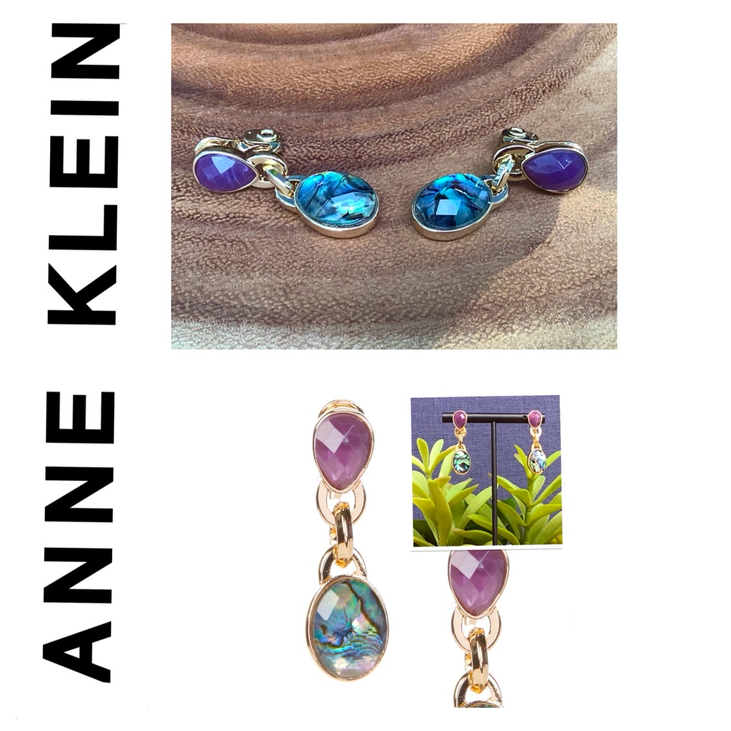 Anne Klein Clip On Faceted Stone Linear Earrings 31$